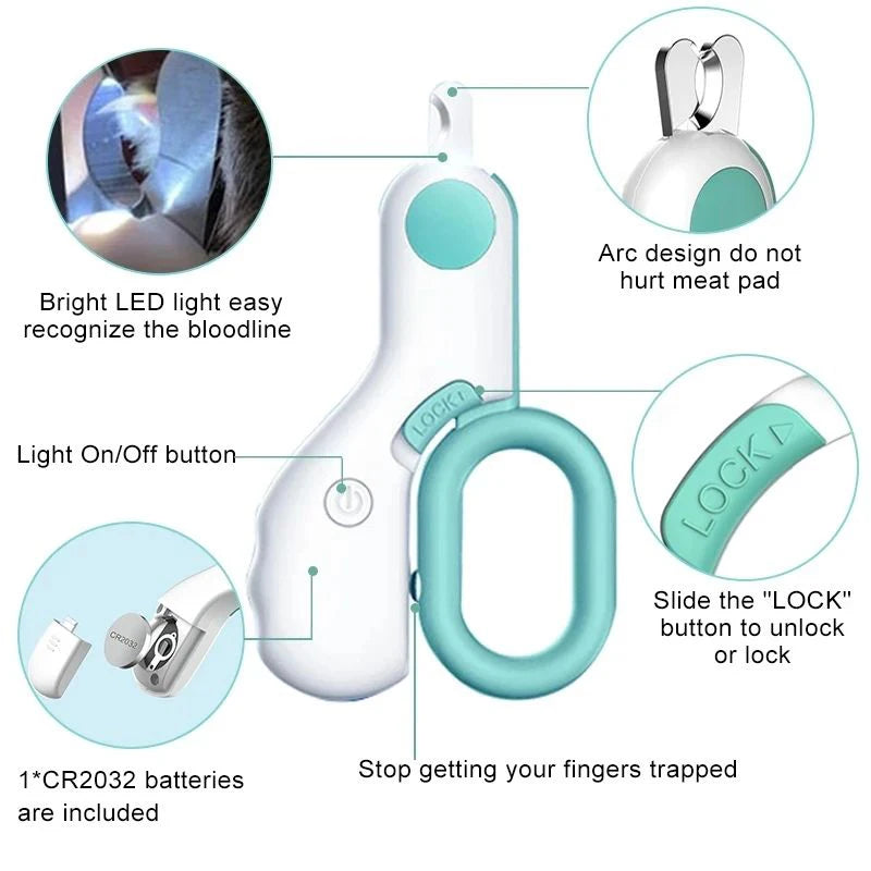 LED-ljus katt & hund kloklippare professionell husdjur